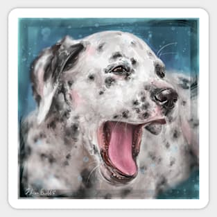 Painting of a Gorgeous Dalmatian Yawning Sticker